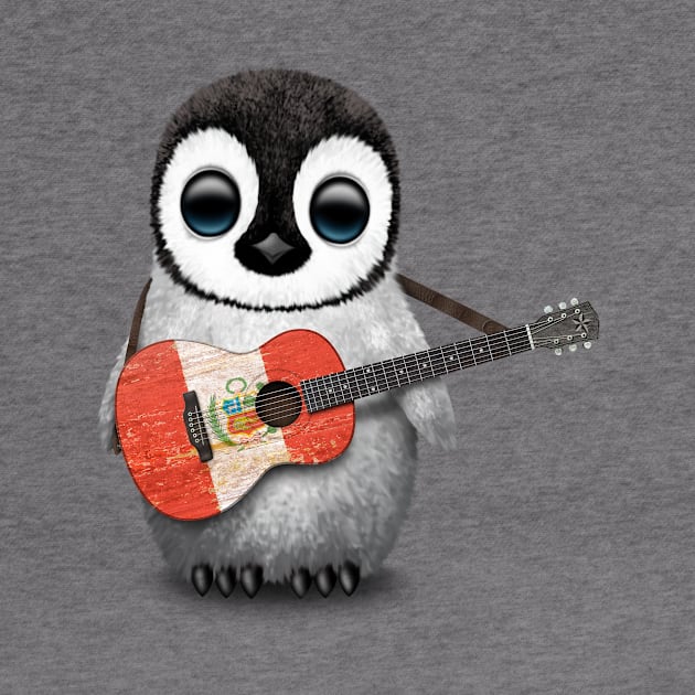 Baby Penguin Playing Peruvian Flag Guitar by jeffbartels